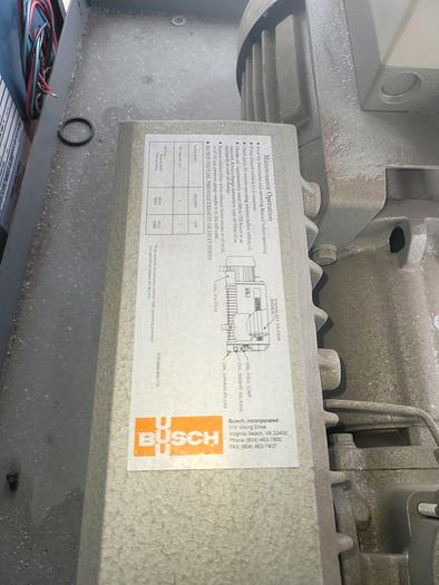 Used Busch 20 CFM Rotary Vane Vacuum Pump RC-0025-0406-1102 & FTS Systems Vapor Trap