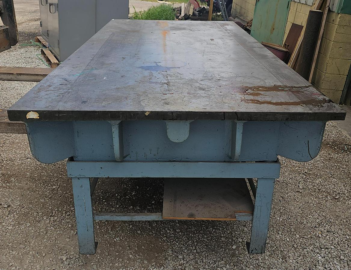 Used 96" x 48" Webbed Cast Iron Setup/Layout Table w/Stand, 2" Surface Plate