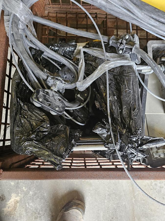 Used 2000# Shop Built 33' Span x 40' Runway Freestanding Bridge Crane & 1 Ton Hoist 