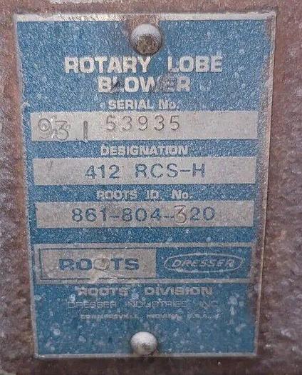 Used 75 Hp Roots 412 RCS-H Rotary Lobe Pressure Blower Package