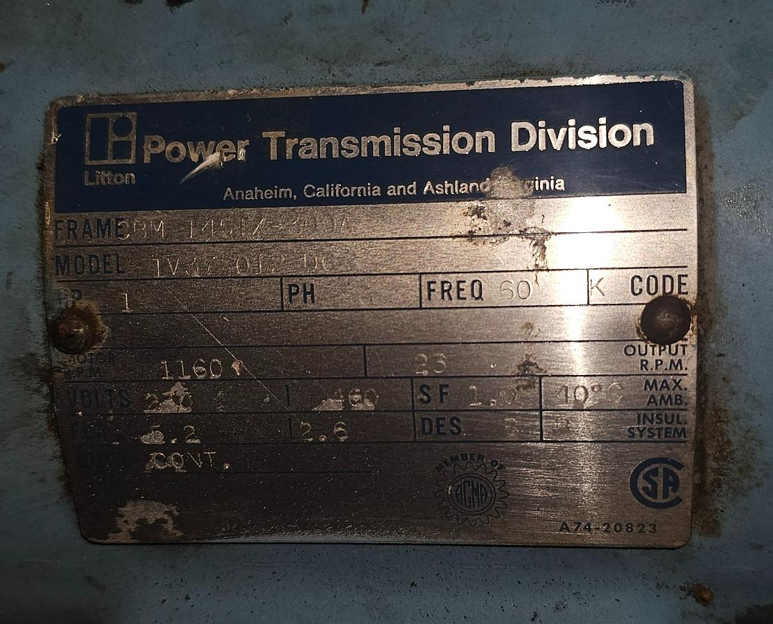 Litton Power Transmission 1 hp Electric Motor & Gearbox