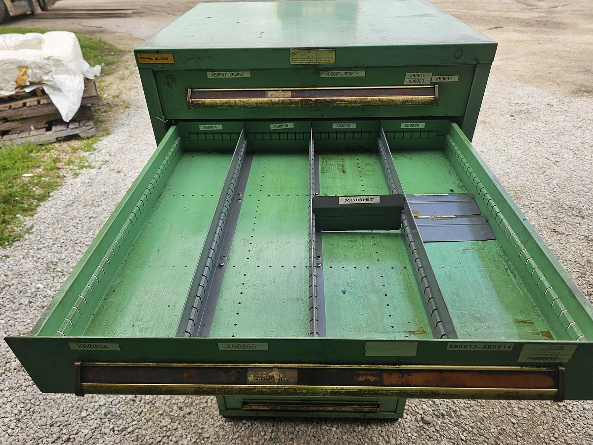 Used 12 Drawer Equipto Industrial Parts Storage Tooling Cabinet 30" x 28" x 57"