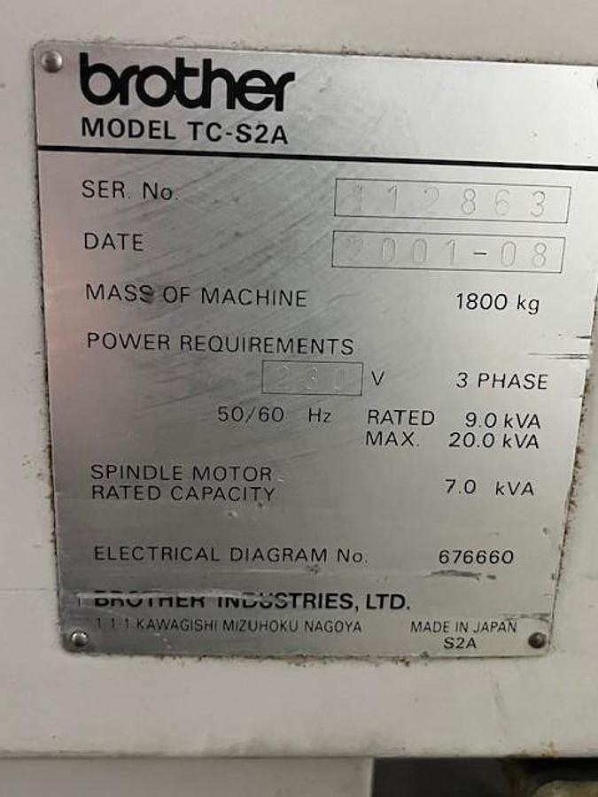 Used 2001 Brother TC-S2A CNC Drilling & Tapping Center 6,000 RPM Spindle