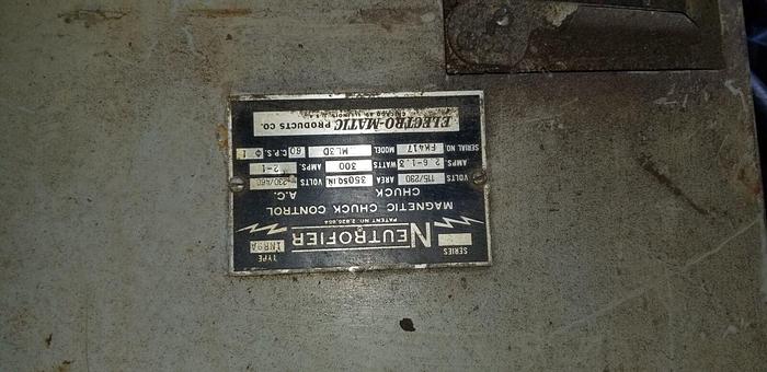 Used 14” x 24” Magnetic Chuck w/Neutrofier Chuck Control, 350 Sq. In. Suface Area