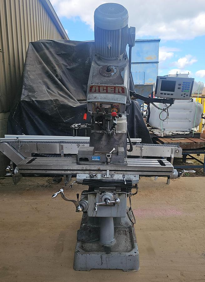 Used 2012 3 Hp ACER E-Mill EVS-3VSII Knee Mill , 9" x 49" Table Acurite DRO