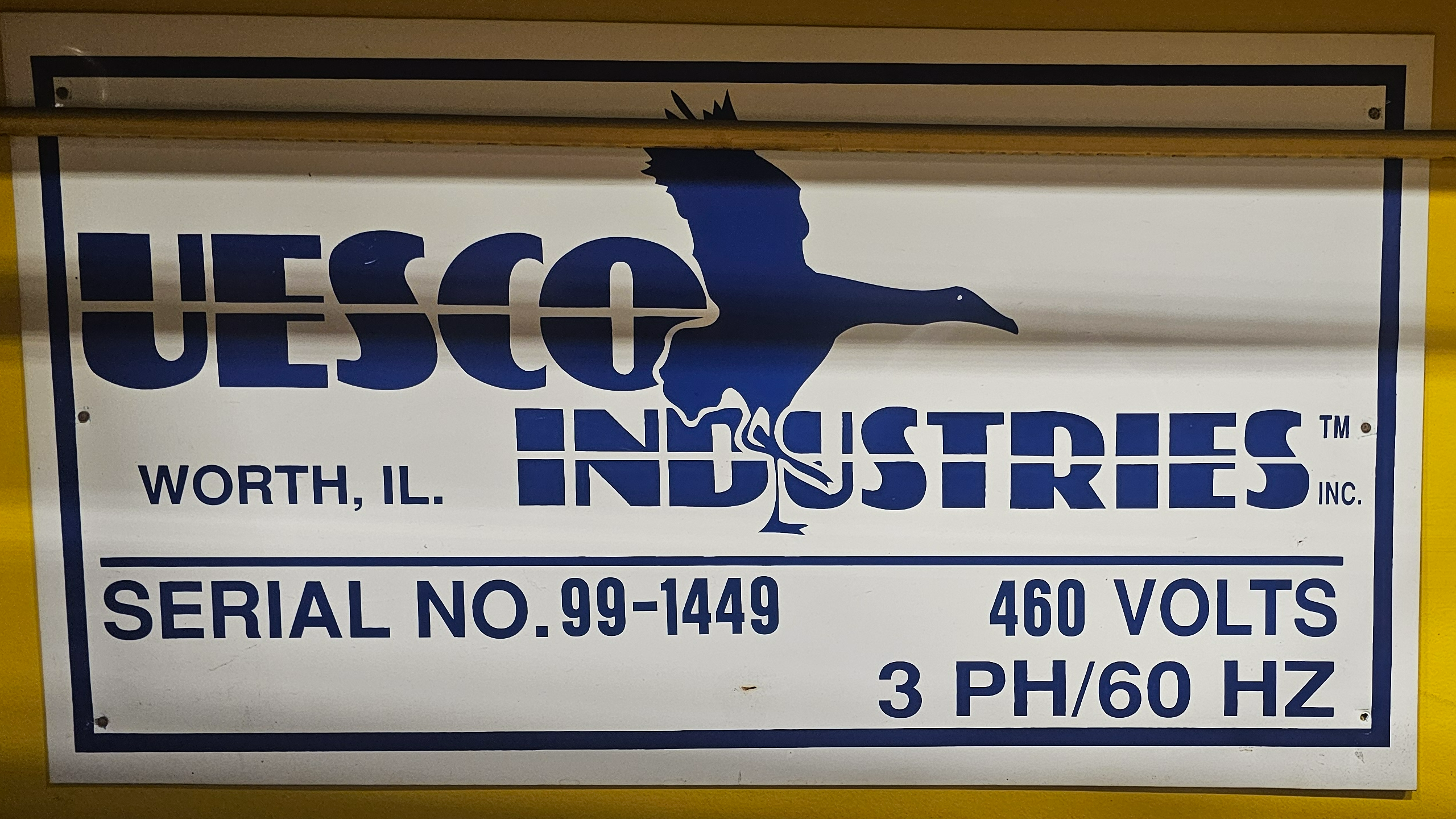 Used 7.5 Ton Uesco Top Running Overhead Crane 45' Span Shaw Box 72L Hoist + I-Beams