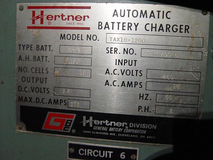 Used Bank of (9) Total Hertner 36V Battery Chargers Model #TAX18-1200