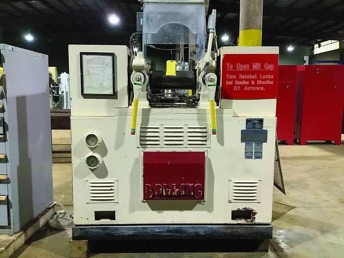 Used Stewart Bolling 2 Roll Rubber Mill w/Steam heated chrome rolls 6″ dia x 13″ long