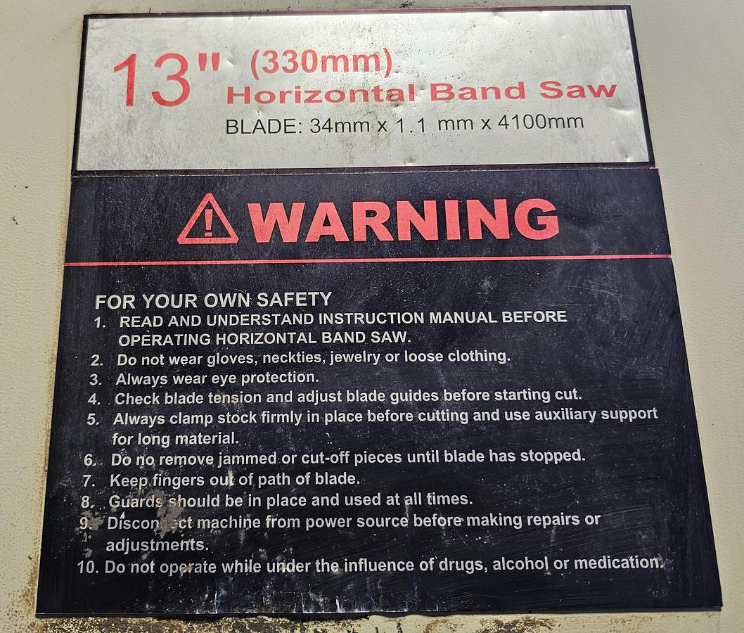 Used 2005 Bailiegh Industrial 13'' x 20'' BS-330MSTV Horizontal Bandsaw & Conveyor