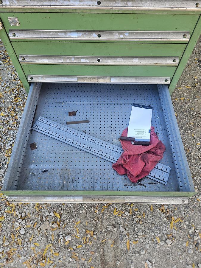 Used Vintage 15 Drawer Equipto Industrial Tooling Cabinet 28" x 28" x 60" Green