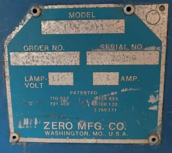 Used Zero Manufacturing BNP-60-1 Reach In Grit Blast Cabinet & 600 Dry Filter