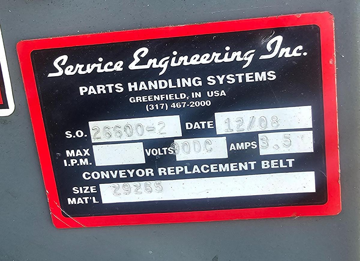 Used 6' Service Engineering Co. Stainless Steel Variable Speed Incline Feed Conveyor 8" Wide Belt