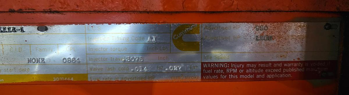 Used 800 kW DMT Diesel Generator | Cummins KTA38-G2 Engine | 1000 kVA | Standby