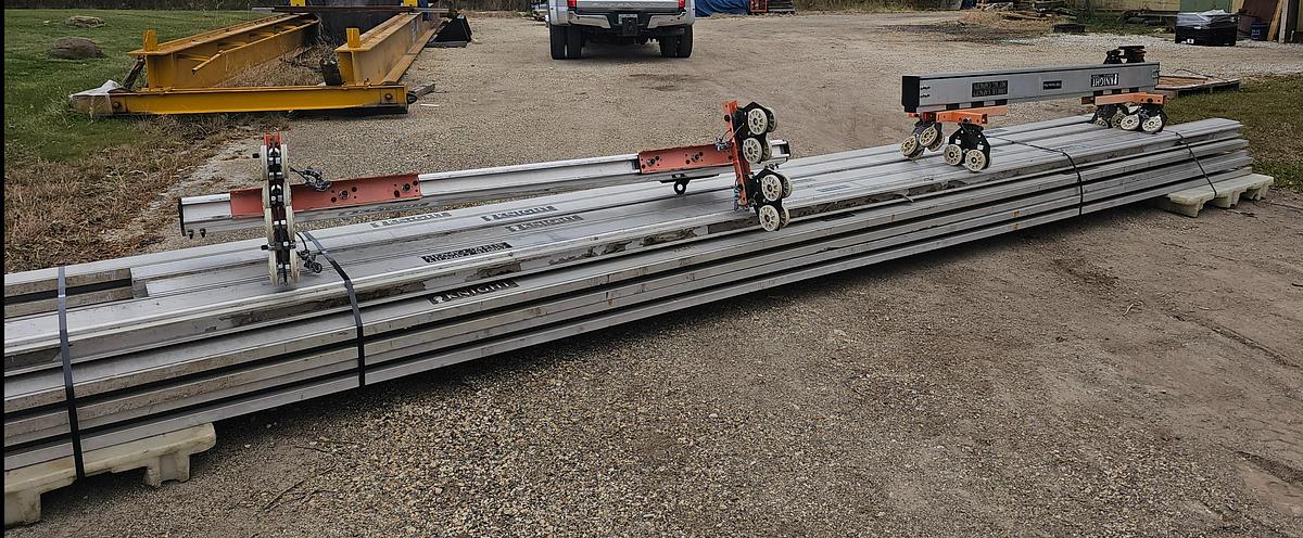 Used Knight RAD7500 1 Ton Aluminum Bridge Crane Suspension Rail System 170' Runway x 9' Span Bridges