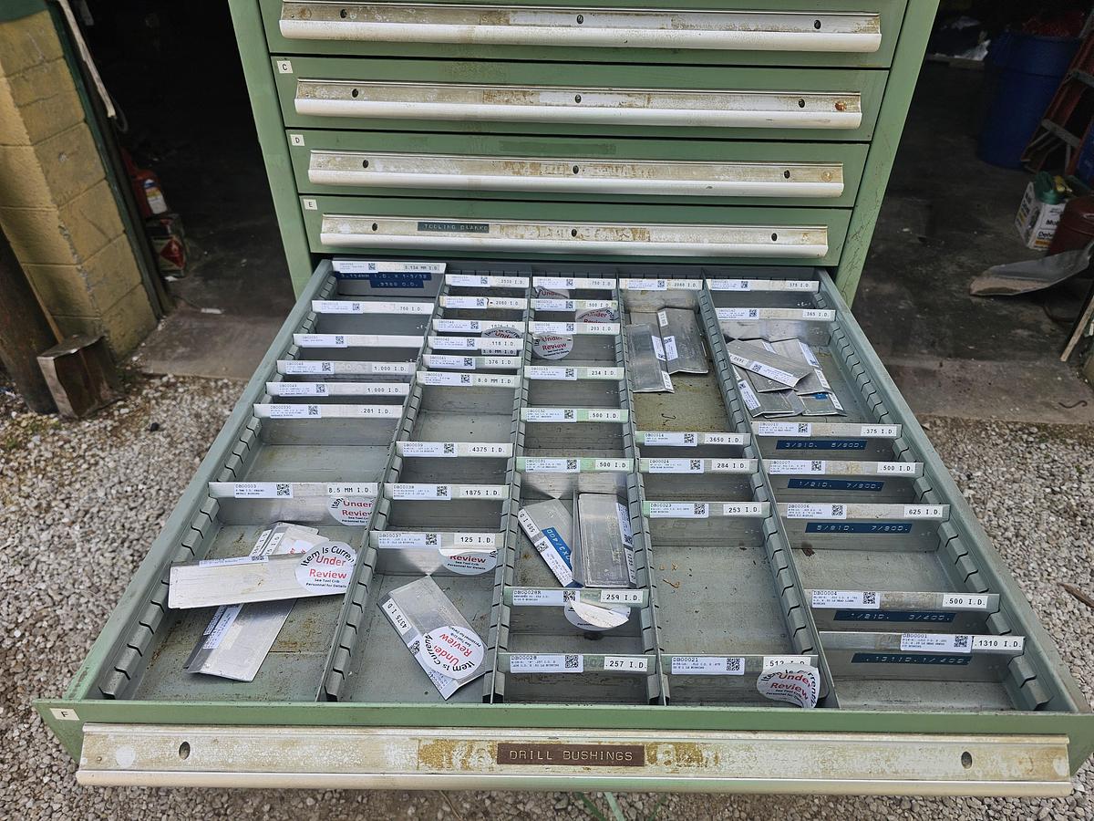 Used 16 Drawer Nu-Era Automator Modular Ball Bearing Tooling Cabinet 28.5" x 28.5" x 60"