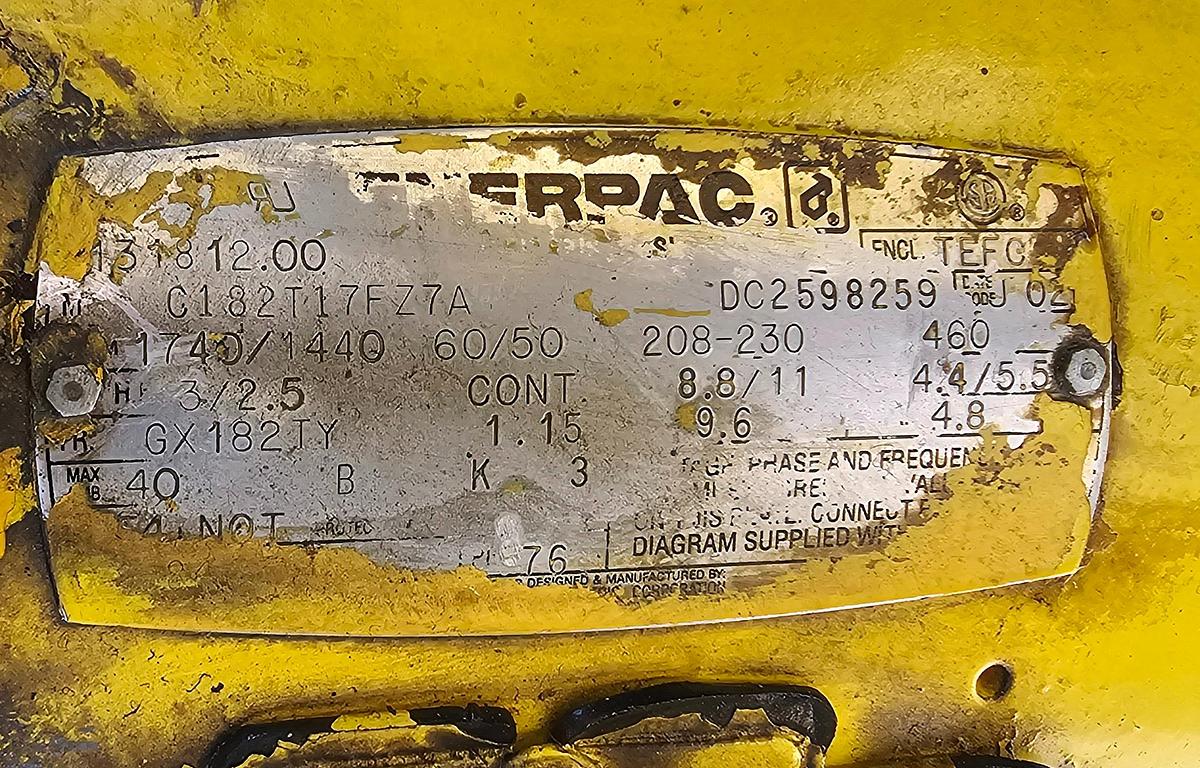 Used 2.5/3 Hp Enerpac GPER5440JFM Electric Hydraulic Pump 10,000 PSI