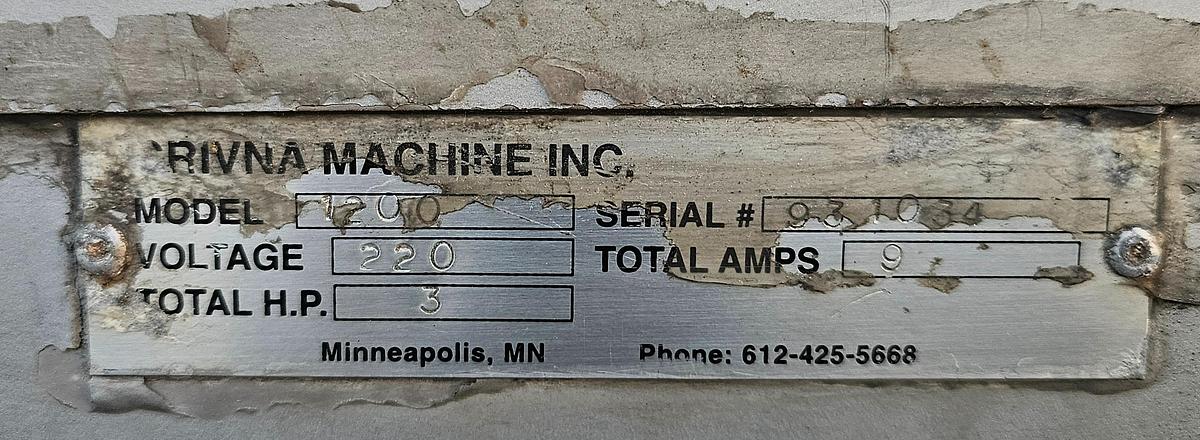 Used 3 Hp Grivna 1200 CFM Wet-Type Dust Collector Model #: 1200