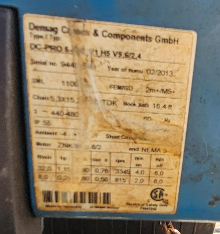 Used 1/4 Ton Abell-Howe Freestanding Jib Crane 10' Under Beam x 11' Span & Demag Hoist