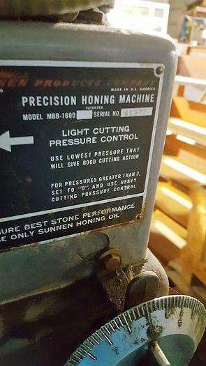 Used Sunnen Precision Horizonal Hone Model # MBB-1600 Serial#: 41977