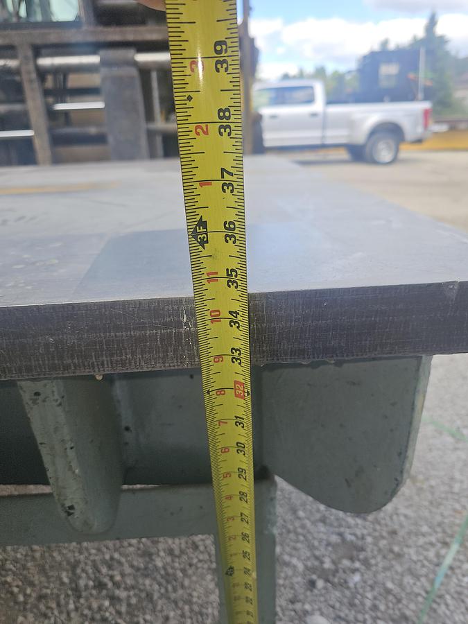 Used 96" x 48" Webbed Cast Iron Setup/Layout Table w/Stand, 2" Surface Plate