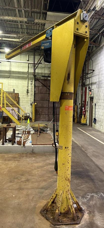 Used 1/4 Ton Abell-Howe Freestanding Jib Crane 10' Under Beam x 11' Span & Demag Hoist