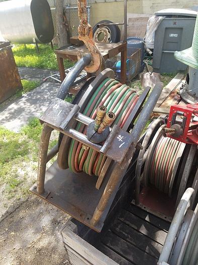 Used 1/4'' x 100 ft Gas Welding Hose Reel w/Hose 200 psi
