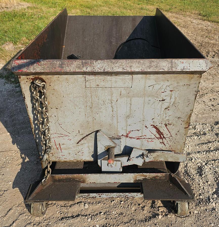Used Roura Style 1/2 Cu. Yard Self Dumping Hopper on Castors 50" x 30" x 25"