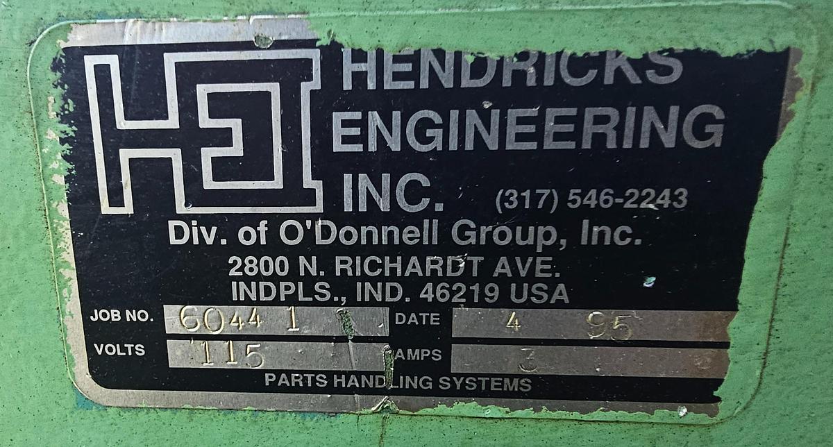 Used 12" Belt Hendricks Engineering Incline Feeder Conveyor 90" Height x 61" H Discharge Hopper 