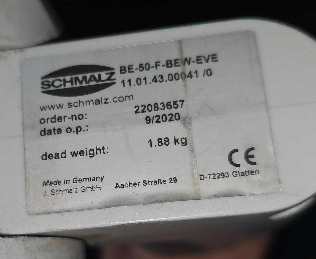 Used 2021 Schmalz JumboFlex 50 Vacuum Lifter | 3.5HP High-Flow Pump | 65kg Alum. Jib