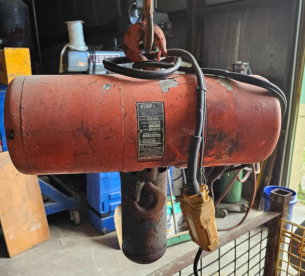 Used 1 Ton CM Lodestar Electric Chain Hoist Model L 15' Lift w/Pendant Control
