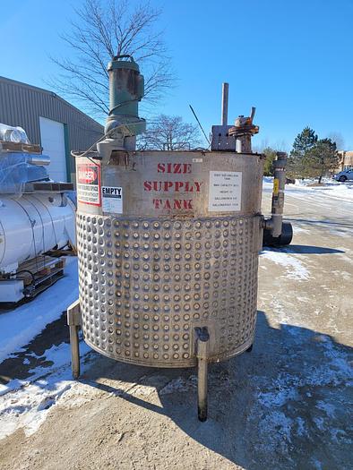 Used Brighton 505 Gallon 304 SST Jacketed Mixing Tank Station w/Emulsion Mix & Pump
