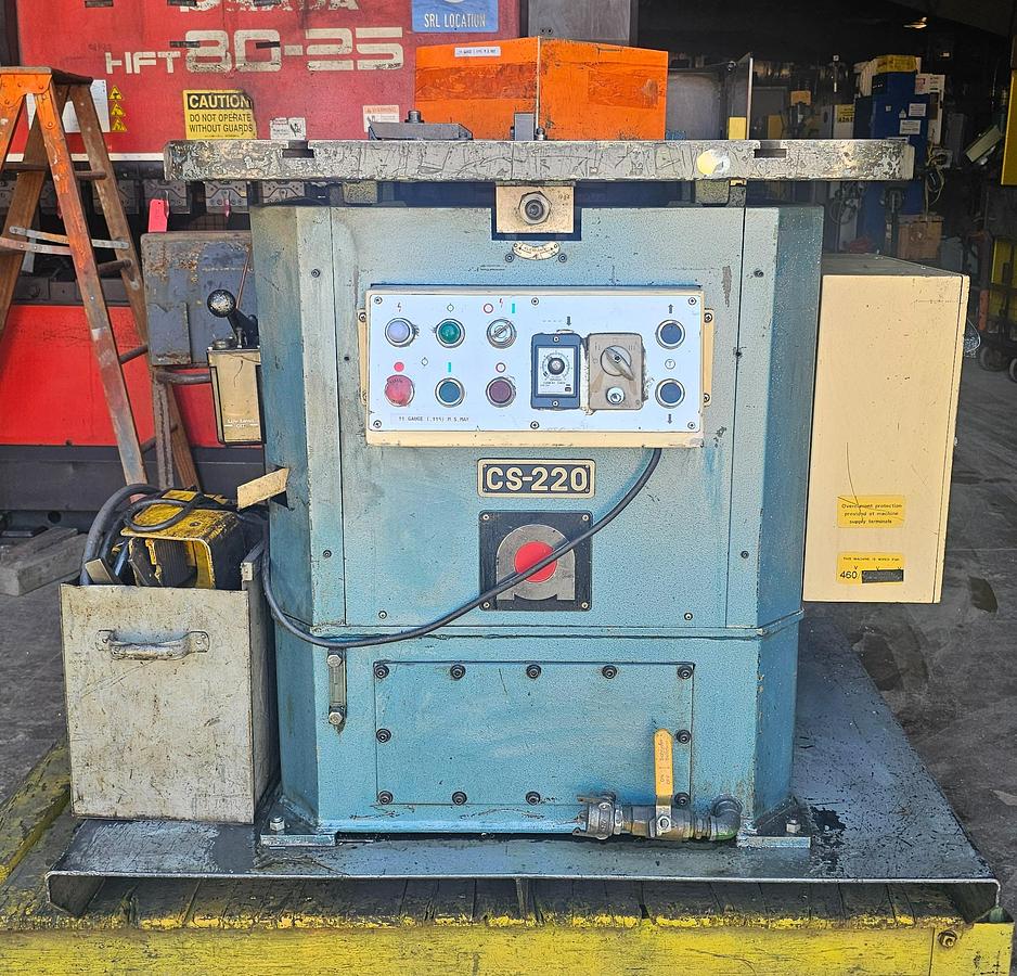 Used 10 Ton Amada CS-220 Hydraulic Corner Notcher 1/8" x 8-5/8", Foot Pedal Control