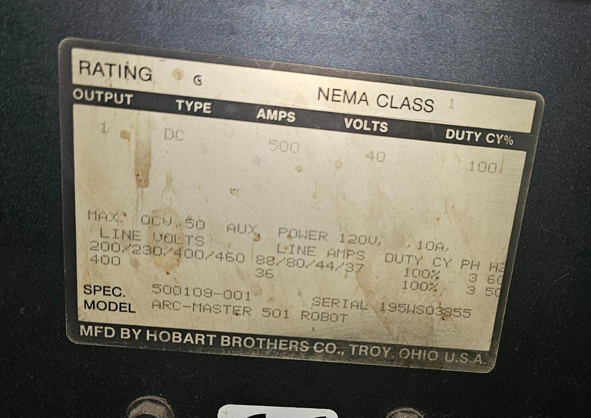 Used 500 Amp Hobart Arc-Master 501 Robotic Welding Power Source Arc-Master 501 Robot