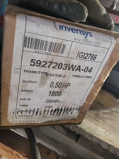 Brook Invensys Cat #5927203WA-04 1/2 HP Electric Motor w/C-Face Mount