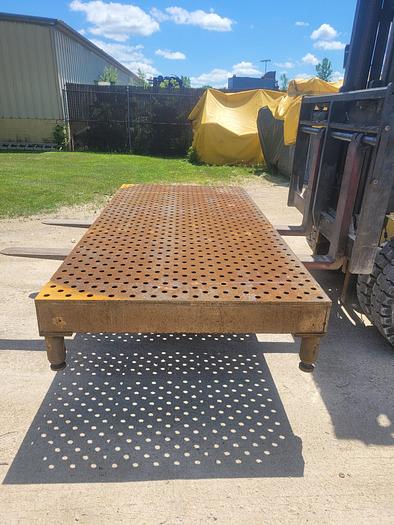 Used 54.5” x 117.5” Acorn Style Steel Welding Platen Table 1 1/8” Diameter Holes w/Taper