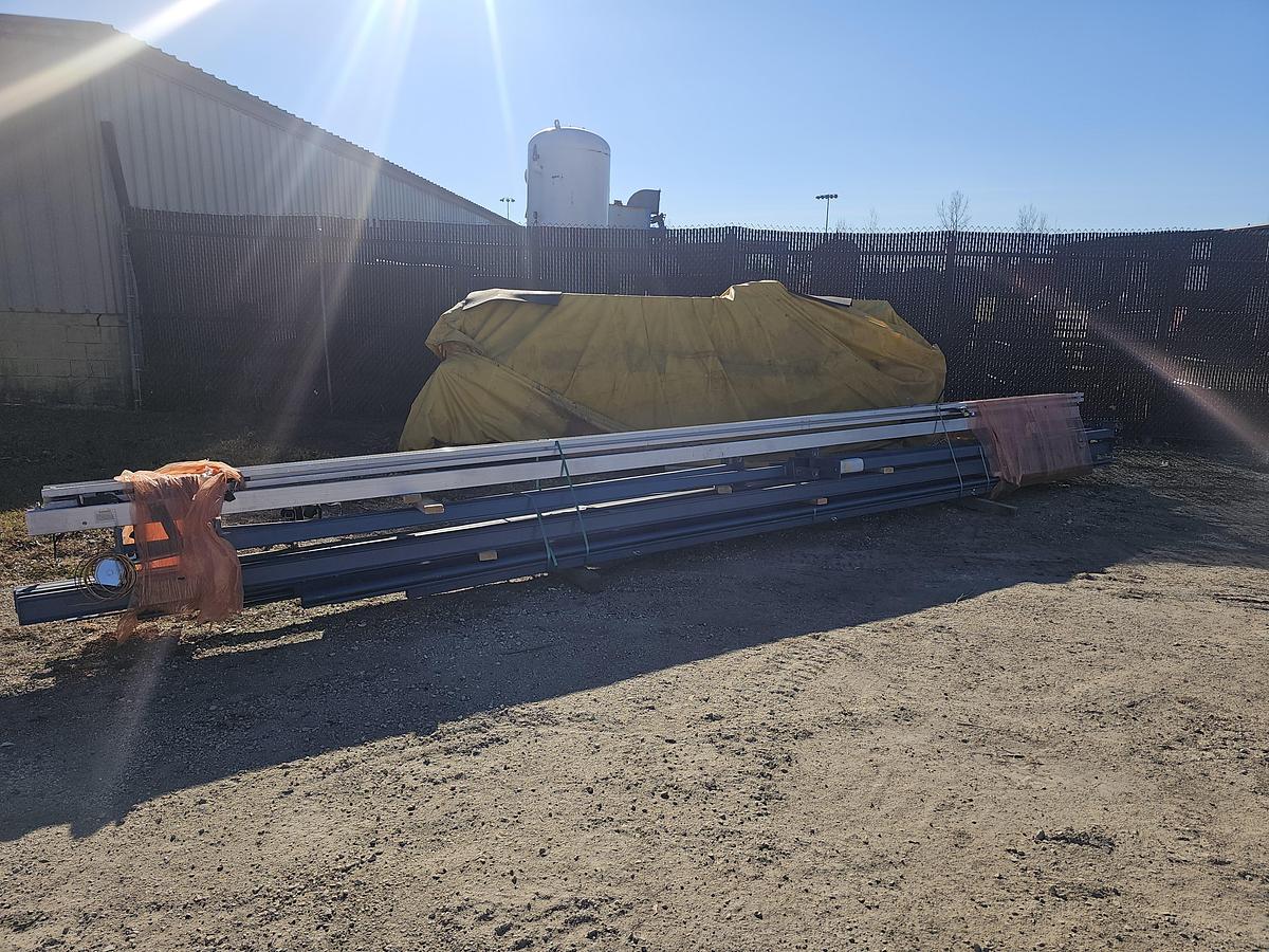 Used 250# Gorbel Twin Bridge Freestanding Crane 26' Span x 45' Runway w/ Schmalz 50 Kg Vacuum Lift Systems 