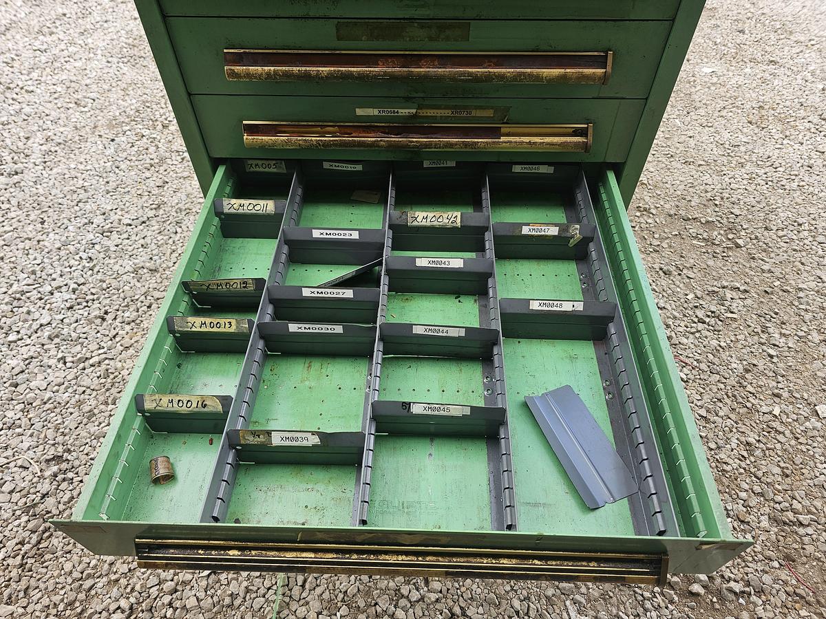 Used 12 Drawer Equipto Industrial Parts Storage Tooling Cabinet 30" x 28" x 57"