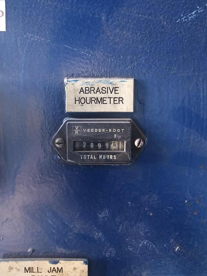 Used 15 Hp Wheelabrator Tumblast TBR-6 Direct Drive Blast Wheel Rubber Belt Machine, 6 Cu. Ft Capacity