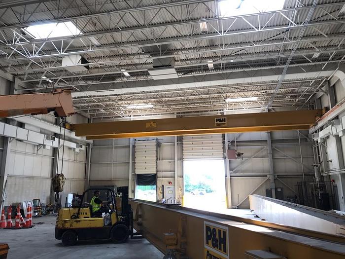 Used 10 Ton P&H Pacesetter Top Running Overhead Bridge Crane 77'-7.5" Span w/47' Lift