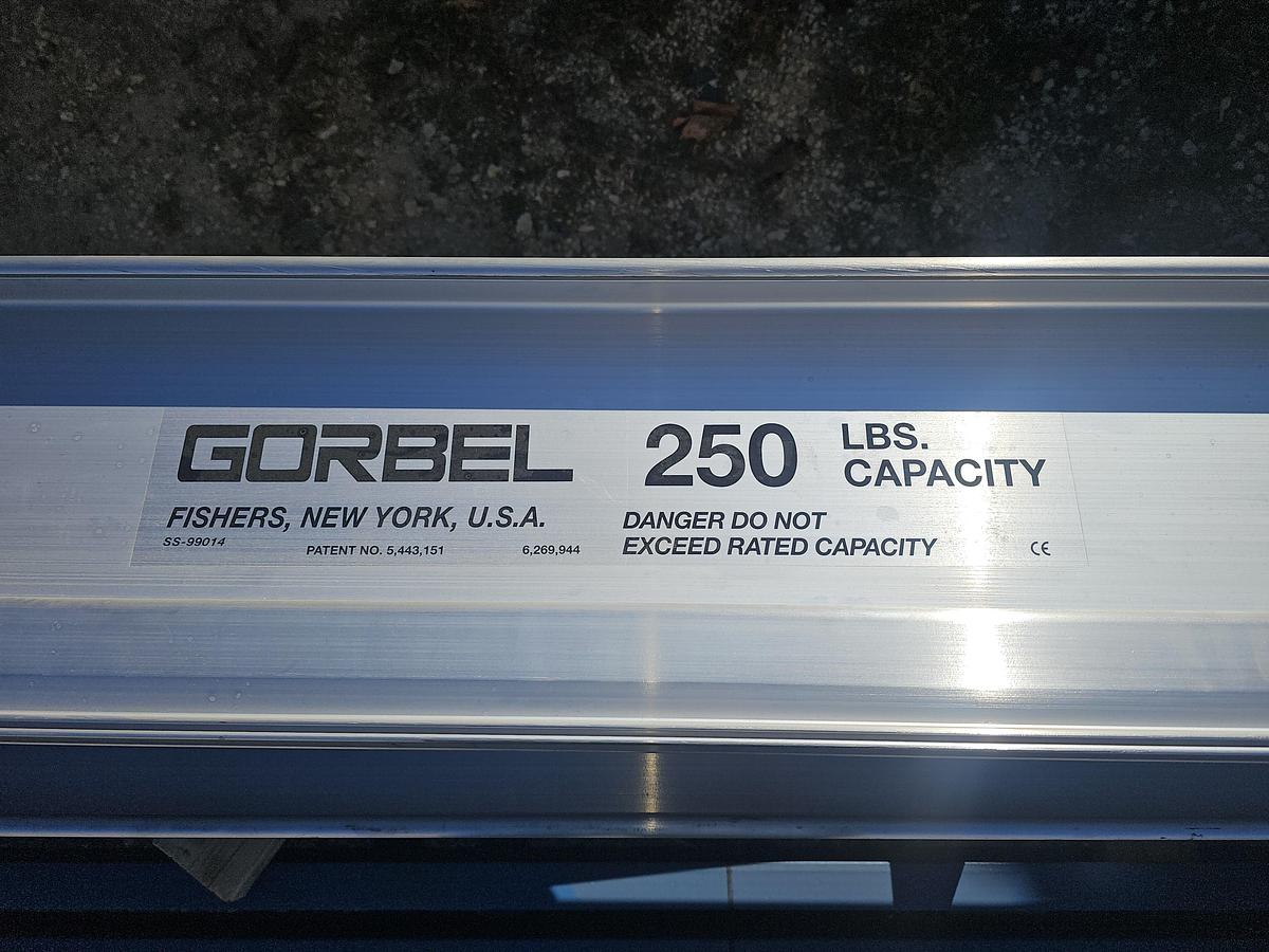 Used 250# Gorbel Twin Bridge Freestanding Crane 26' Span x 45' Runway w/ Schmalz 50 Kg Vacuum Lift Systems 