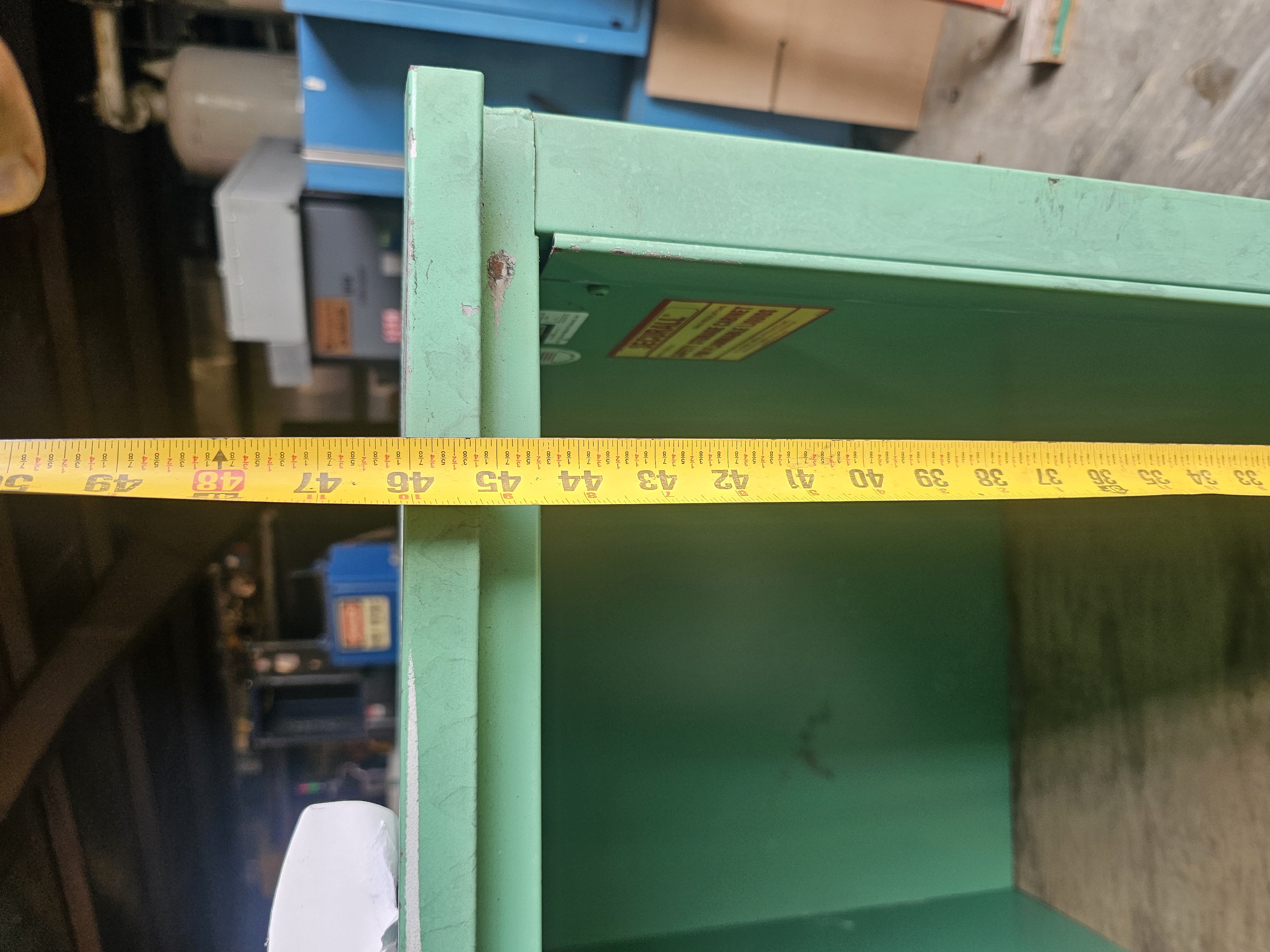 Used 48" x 30" x 44" Securall Sliding Door 55 Gallon Drum Flammable Safety Cabinet