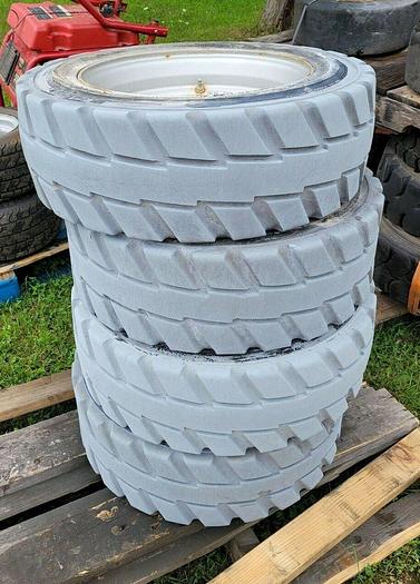 Used 4x OTR Lightning Telehandler Tires 10 Bolt Rims IN240/55D/17.5 Grey No Mark Tire