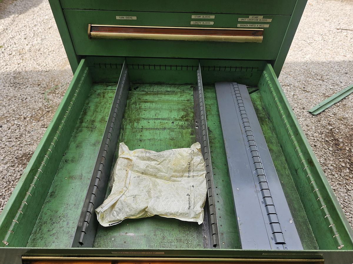 Used 9 Drawer Equipto Industrial Modular Ball Bearing Tooling Cabinet 30" x 28" x 59" 