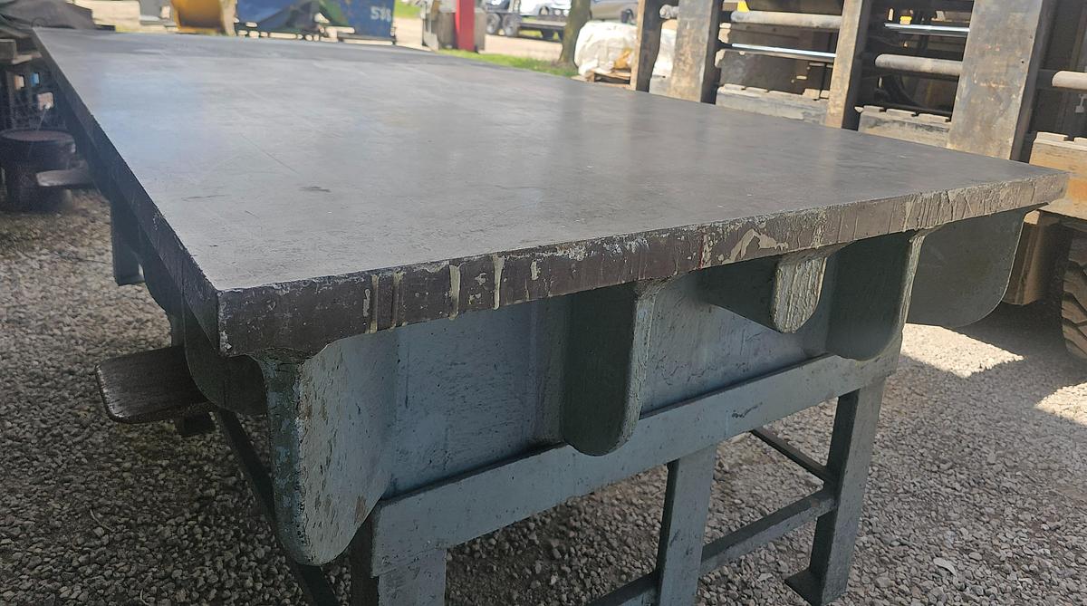Used 96" x 48" Webbed Cast Iron Setup/Layout Table w/Stand, 2" Surface Plate