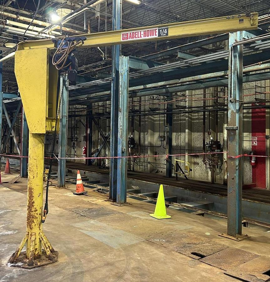 Used 1/4 Ton Abell-Howe Freestanding Jib Crane 10' Under Beam x 11' Span & Demag Hoist