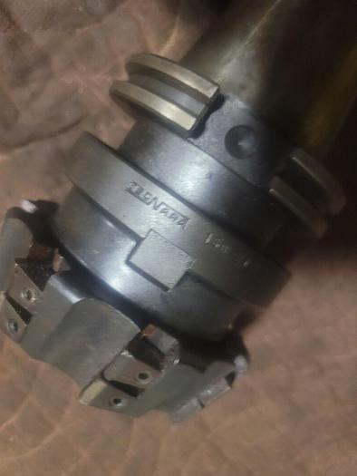 Used Tecnara 150-212-2 CAT50 Face Mill Holder 2'' Pilot Arbor Hole & 4'' Face Mill