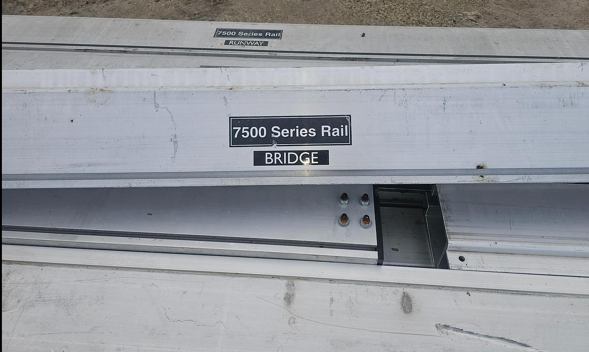 Used Knight RAD7500 1/2 Ton Aluminum Bridge Crane Suspension Rail System 180' Runway x 22' Span Bridge