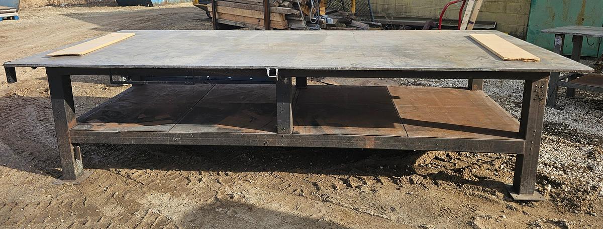 Used 12' x 5' Heavy-Duty Steel Fabrication Table | 1" Thick Top | 36" Height