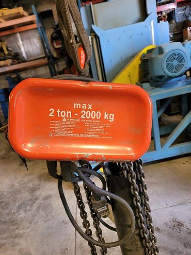 Used 2 Ton CM Valustar WR Electric Chain Hoist, 15' Lift, 8 FPM, 208-240/460V 3 ph