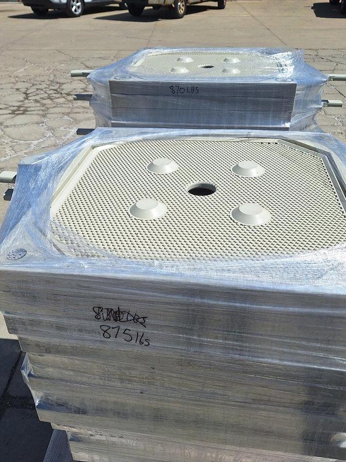 Used Met-Chem 19 Cu. Ft. 800mm Hydraulic Filter Press – 38 Polypropylene Plates - Like New Condition 
